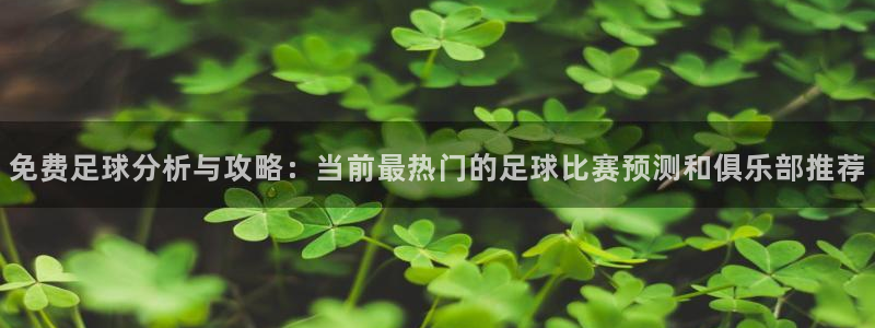 免费足球分析与攻略：当前最热门的足球比赛预测和俱乐部推荐